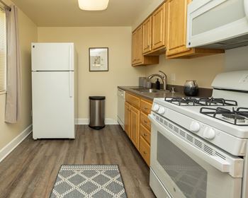 Eat-in kitchen with plenty of cabinet space